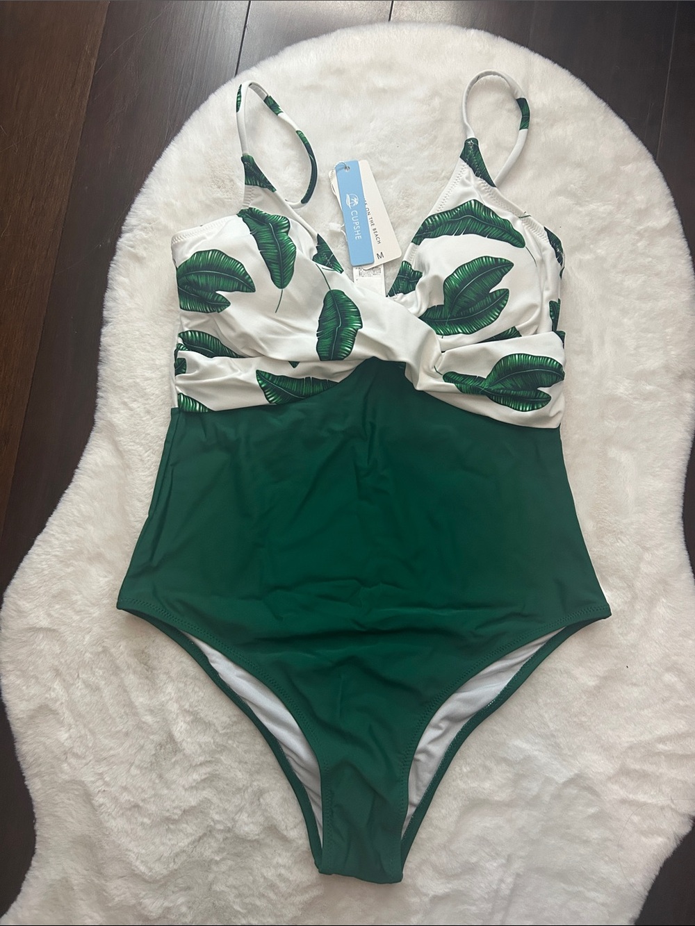 Cupshe Green Leaf Print One-Piece Swimsuit